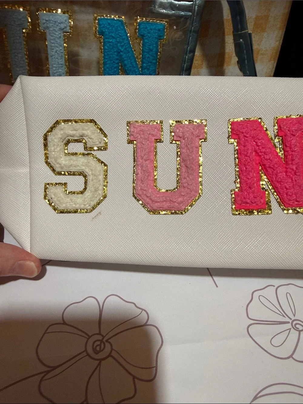 Source Unknown Clear and White 'SUN' Cosmetic Pouch Set with Multicolor Letters